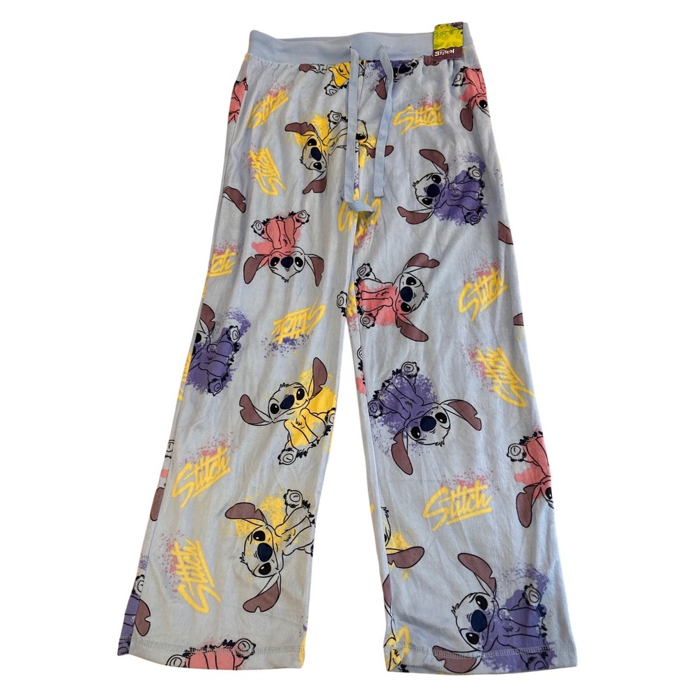 NEW Disney Stitch Womens Soft Fleece Pajama‎ Pants Blue Lounge Sleep Size M